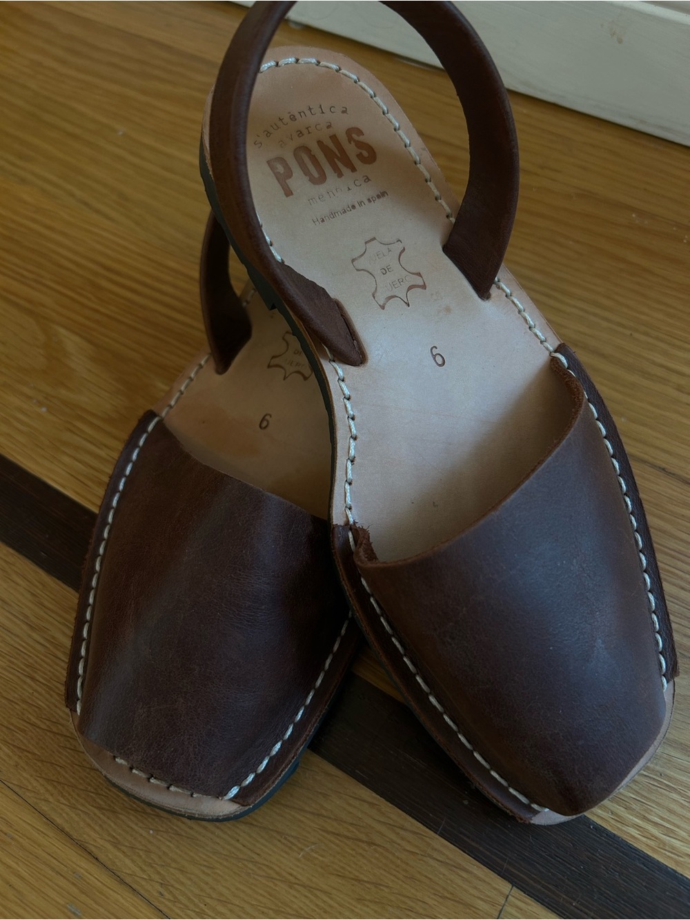Pons Women's Brown Leather Slingback Flats